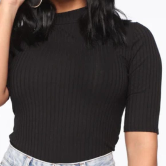 Fashion Nova Tops - Mock Neck Short Sleeve Tee